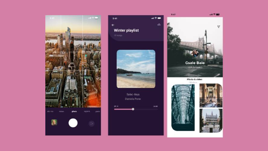 Designing a camera app on a phone figma template