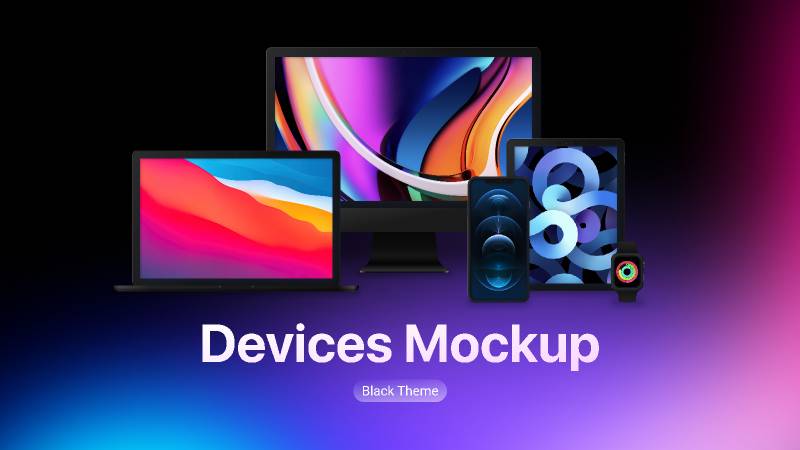 Devices Mockups - Black Theme figma free