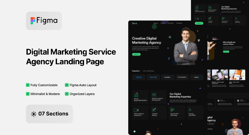 Digital Marketing Service Agency Landing Page Figma Template