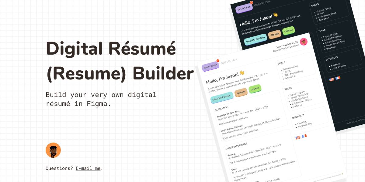Digital Résumé (Resume) Builder Figma Template