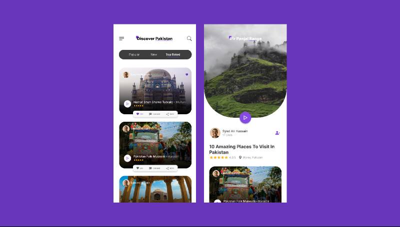 Discover Pakistan Mobile App UI Figma Template