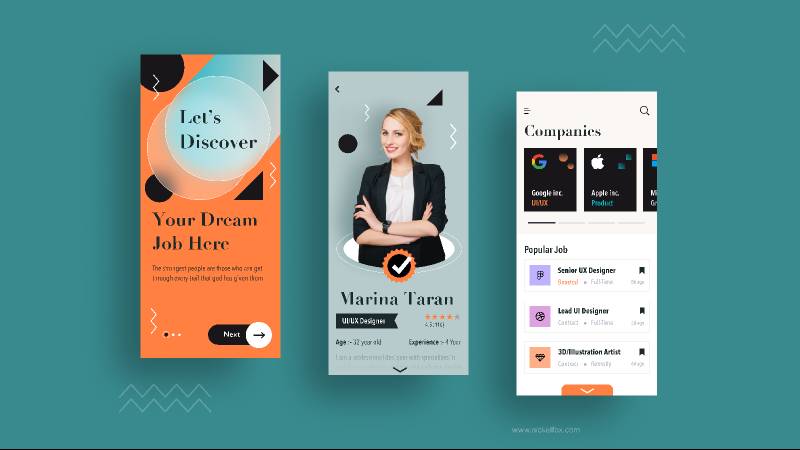 Dream Job app Figma Template | UI4Free