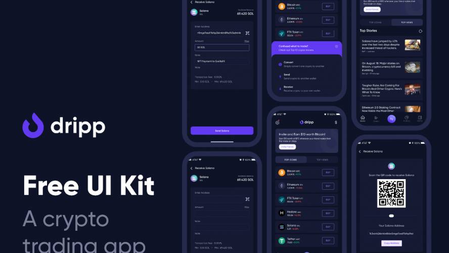 Dripp - UI Kit Crypto Trading App Figma Template