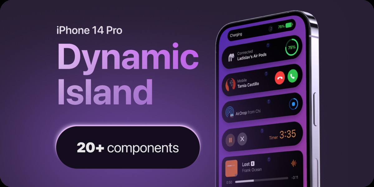 Dynamic Island Components Figma Free Ui Kit