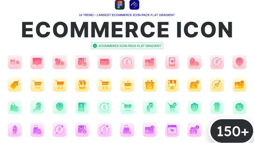 E-commerce Icon Pack Flat Gradient Figma Template