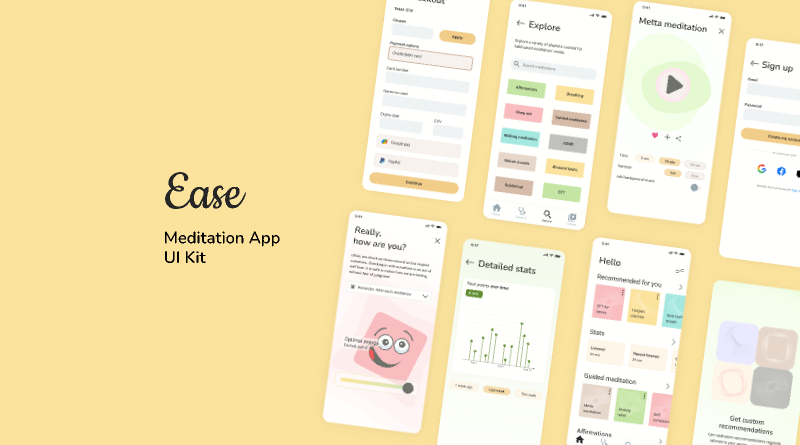 Ease: Meditation App UI Kit Figma Free Download