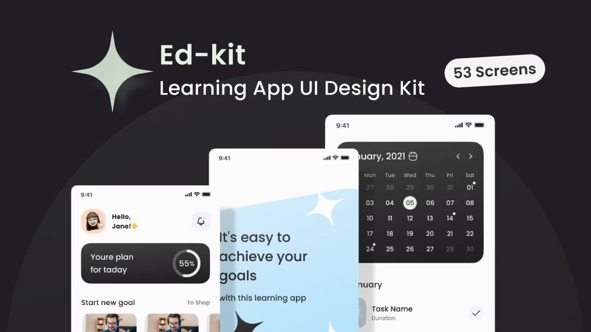 Ed-tech Learning App UI Design Kit Figma Template