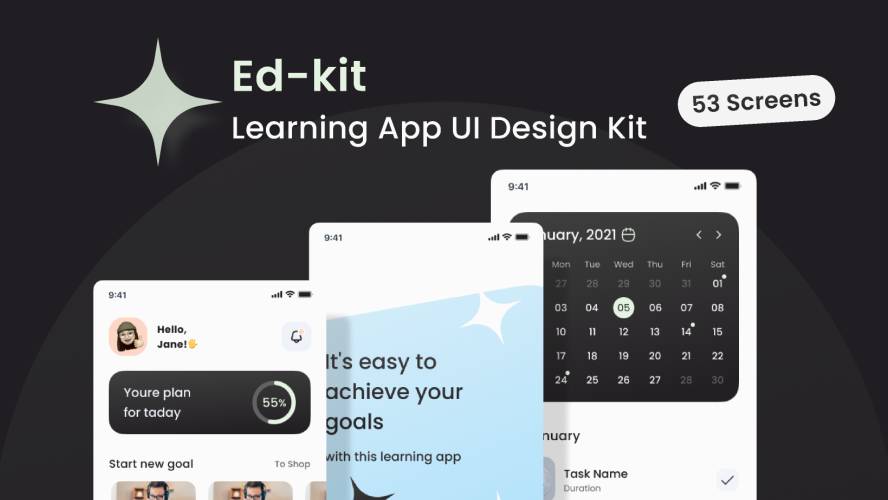 Ed-tech Learning App UI Design Kit Figma Template