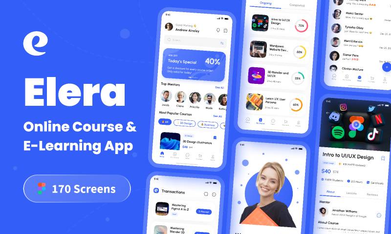 Elera - Online Course & E-Learning App Figma Mobile Template