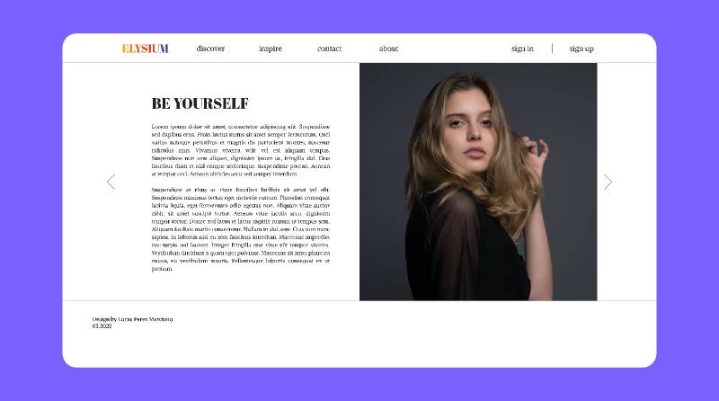 Elysium - online fashion magazine Figma web design