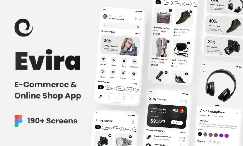 Evira - E-Commerce & Online Shop App UI Kit Figma Template