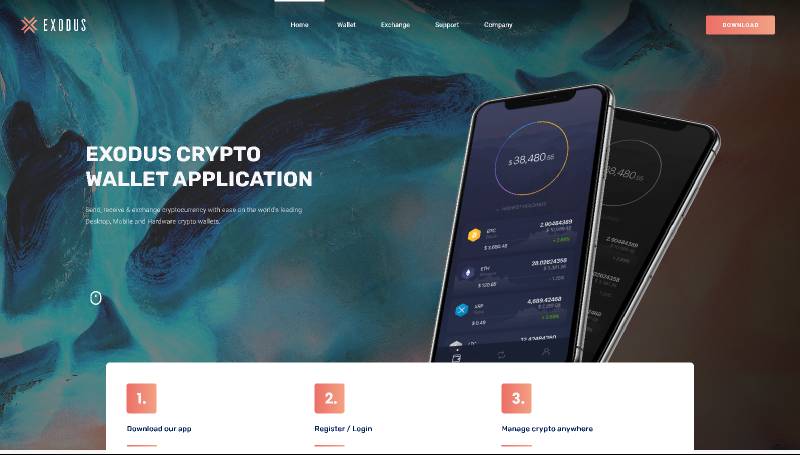 Exodus Crypto Wallet Landing Page Freebie