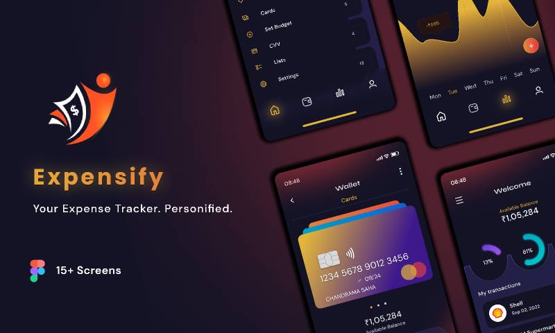 Expensify - Budget Tracker App Figma Mobile Template