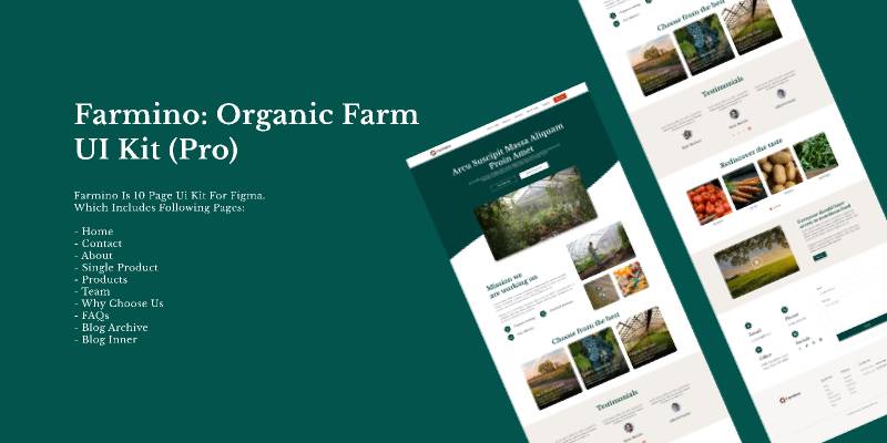 Farmino Organic Farm Figma Website UI kit