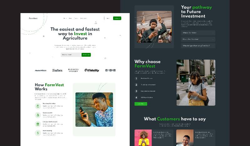 FarmVest Farm Figma Landing Page Template