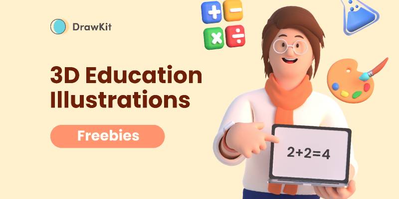 Figma 3D Education & E-Learning Illustrations