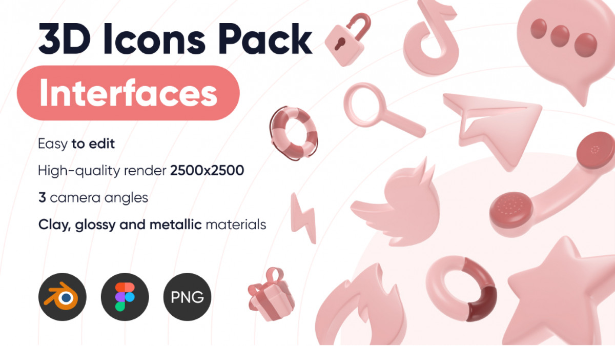 Figma 3D Icons Pack Interface Free Download