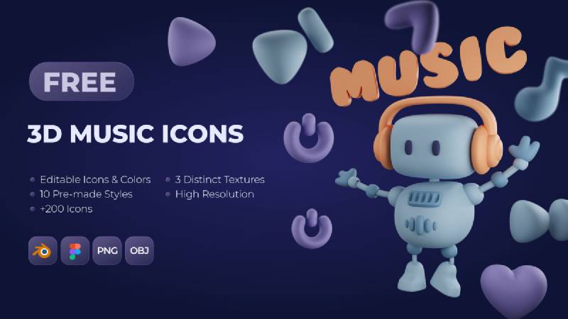 Figma 3D Music Icon pack