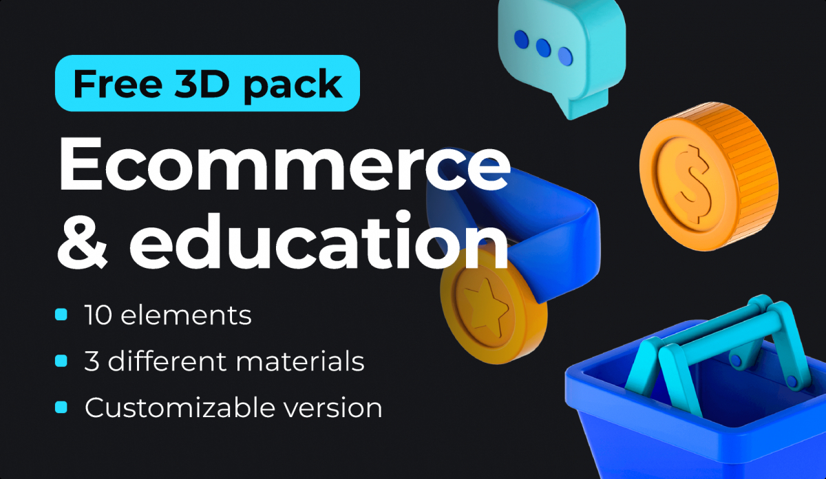 Figma 3D Pack E-Commerce and Education Free Download