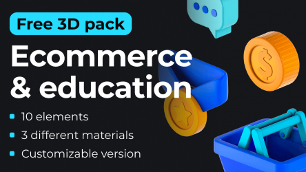 Figma 3D Pack E-Commerce and Education Free Download