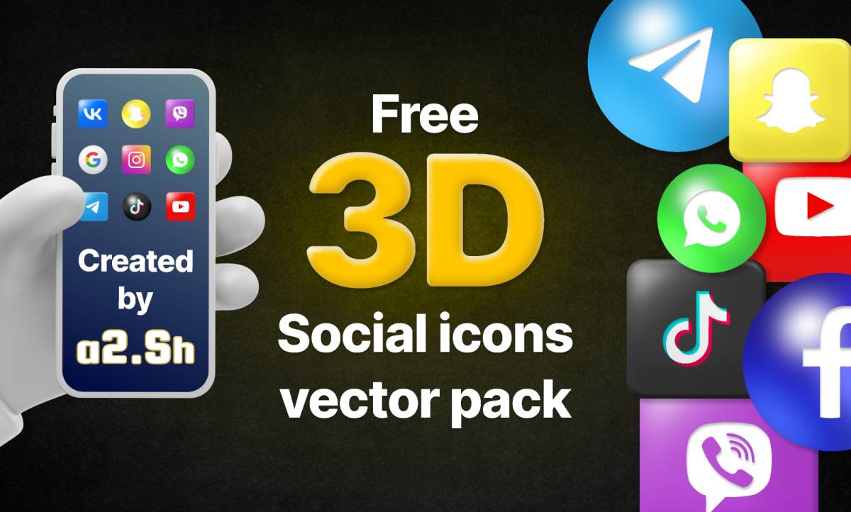 Figma 3d Social Free icons pack