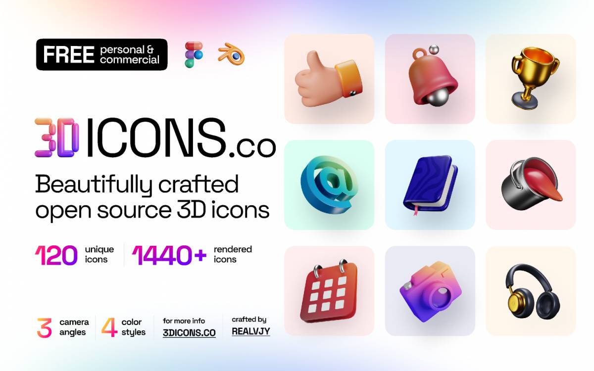 Figma 3dicons - Open source 3D icon library