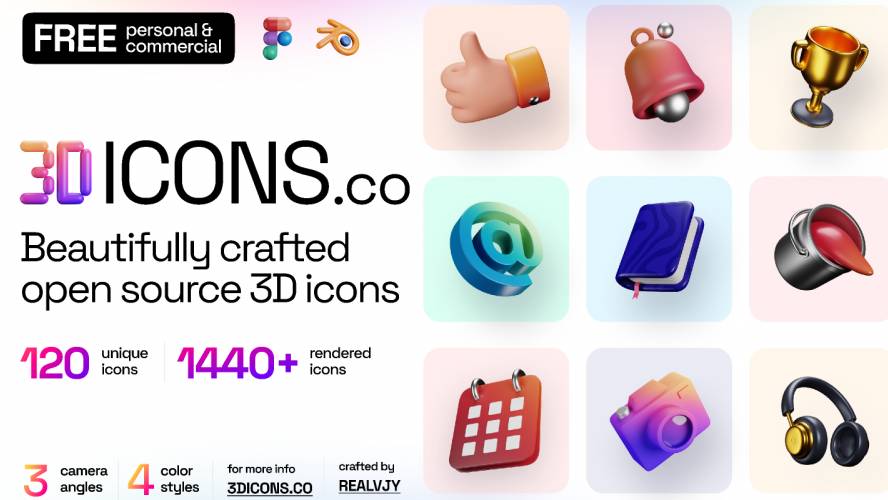 Figma 3dicons - Open source 3D icon library