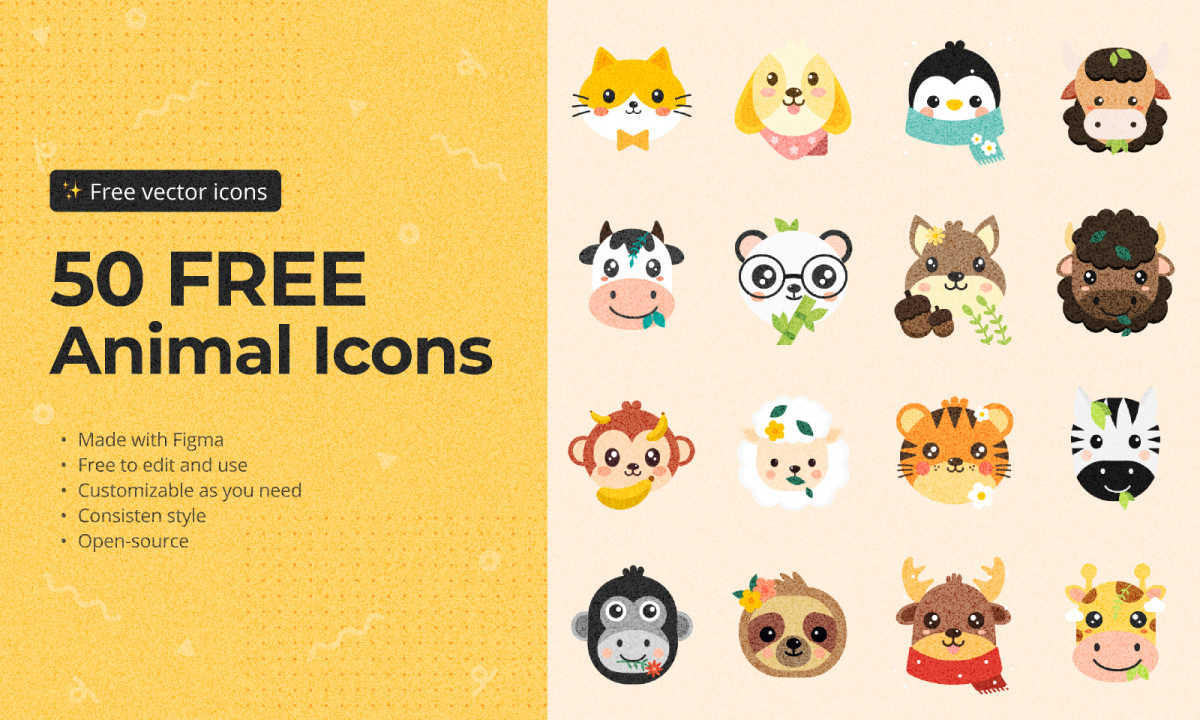 Figma 50 free animal icons