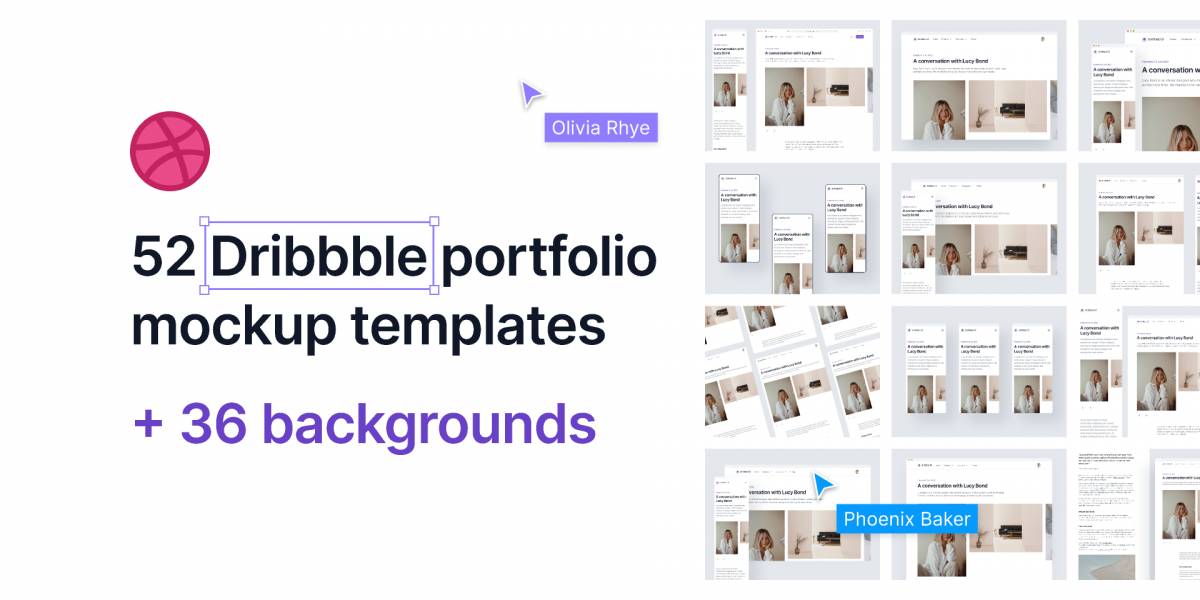 Figma 52 Dribbble portfolio mockup templates