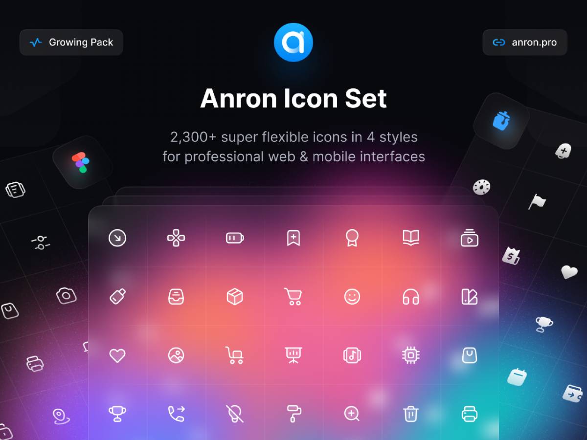 Figma Anron Icons | Line, Filled, Duotone template