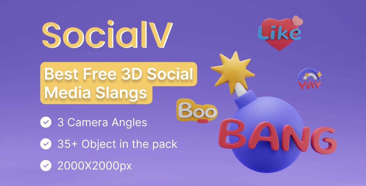 Figma Best Free 3D Social Media Slangs Icon Pack