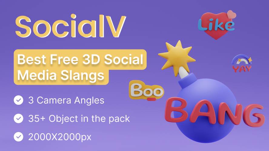 Figma Best Free 3D Social Media Slangs Icon Pack