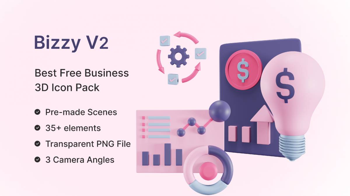 Figma Bizzy V2 – Best Free 3D Business Icon Pack