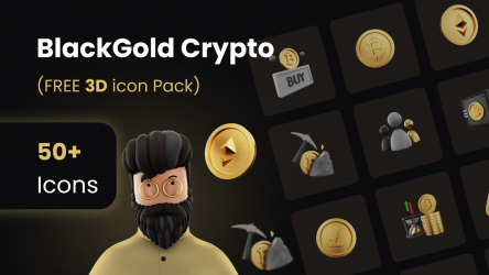 Figma BlackGold Crypto Currency Free 3D icons