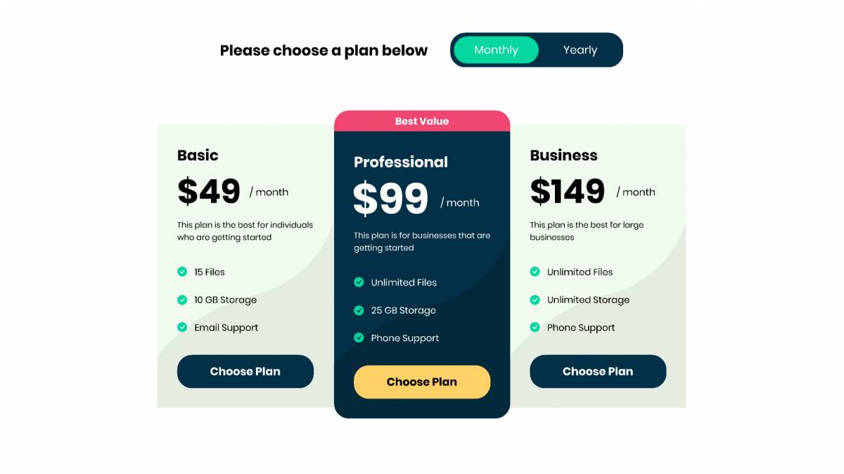 Figma Bold Pricing Table Template