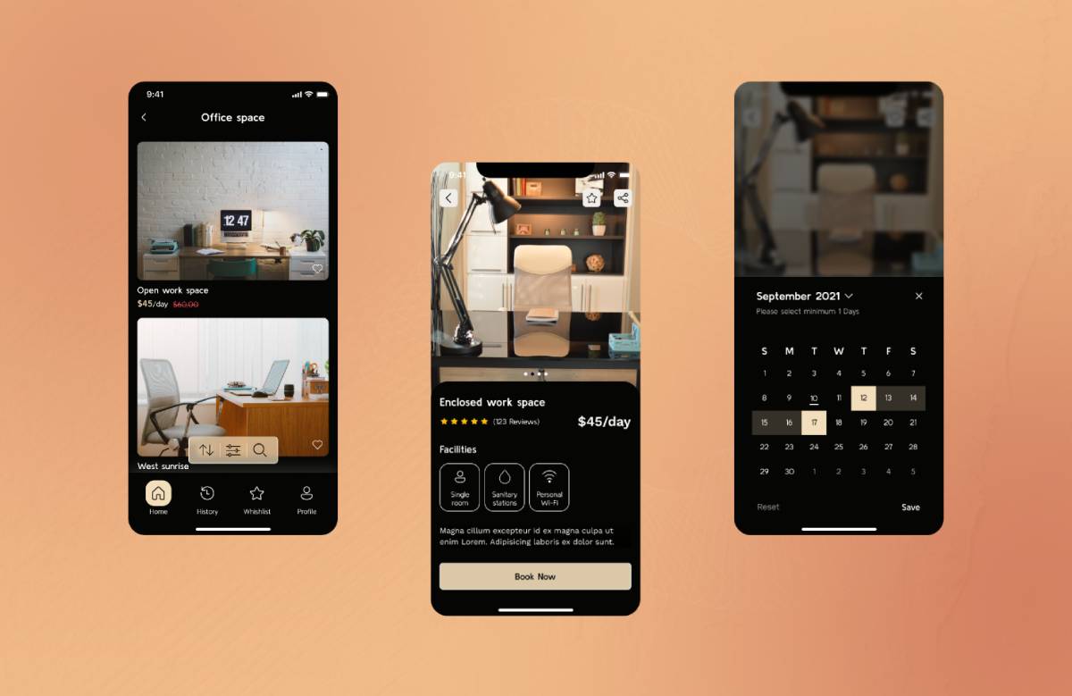 Figma Booking app for openspace