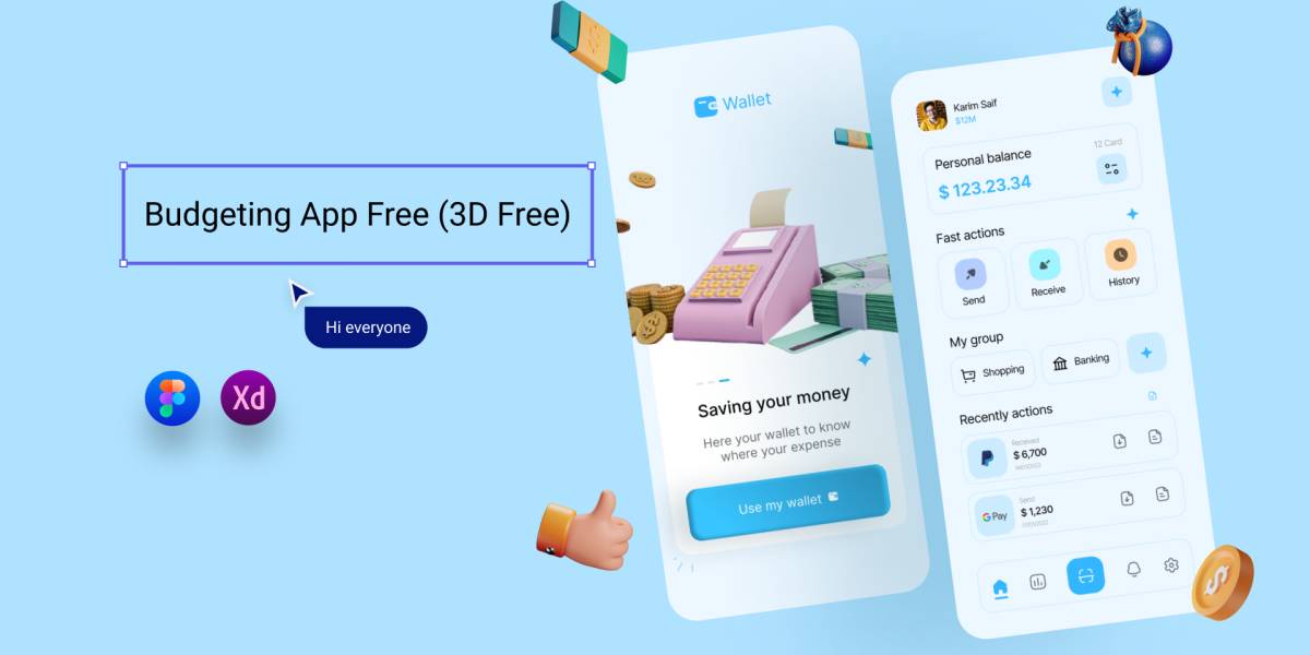Figma Budgeting App Free (3D Free)