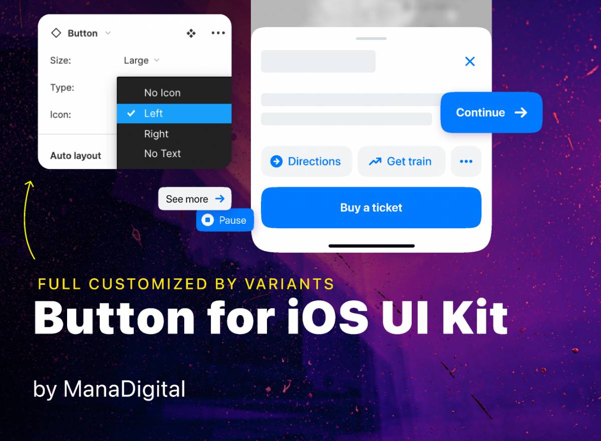 Figma Button component for IOS UI Kit