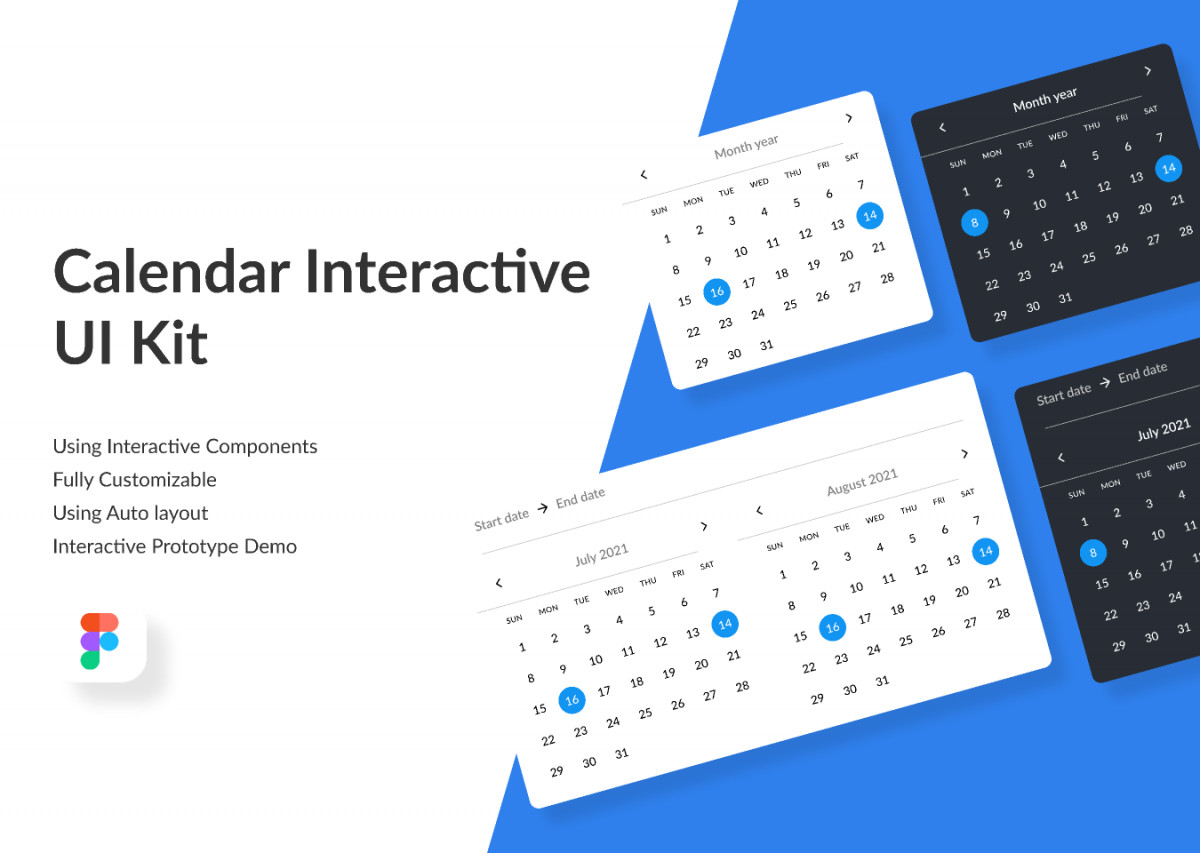 Figma Calendar Interactive UI Kit
