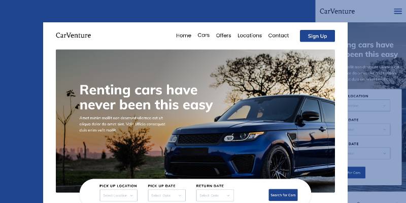 Figma Car Venture Website App Template