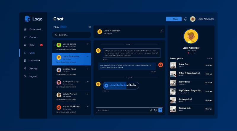 Figma Chat Dashboard Ui