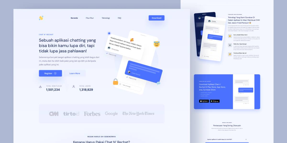 Figma Chat rechat Landing Page UI Design