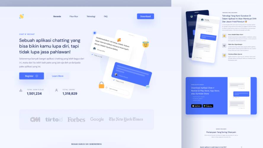 Figma Chat rechat Landing Page UI Design