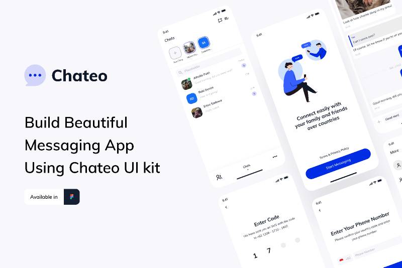 Figma Chateo UI Kit Messenger App Free Download