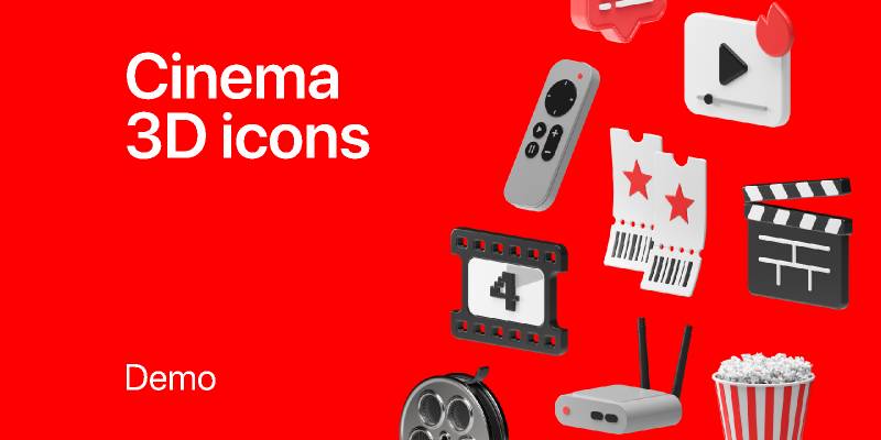 Figma Cinema 3D icons Demo