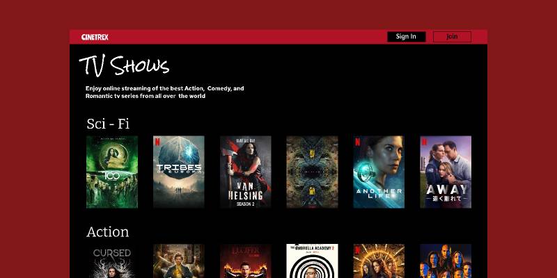 Figma Cinetrex Movie Streaming Website Template UI4Free