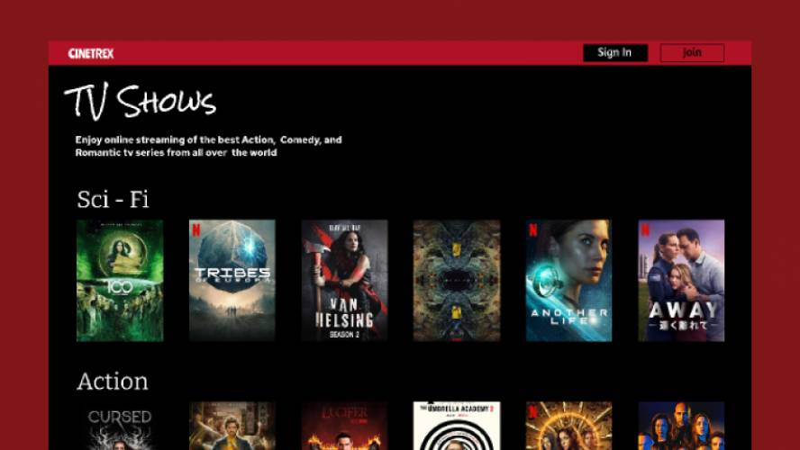 Figma Cinetrex Movie Streaming Website Template