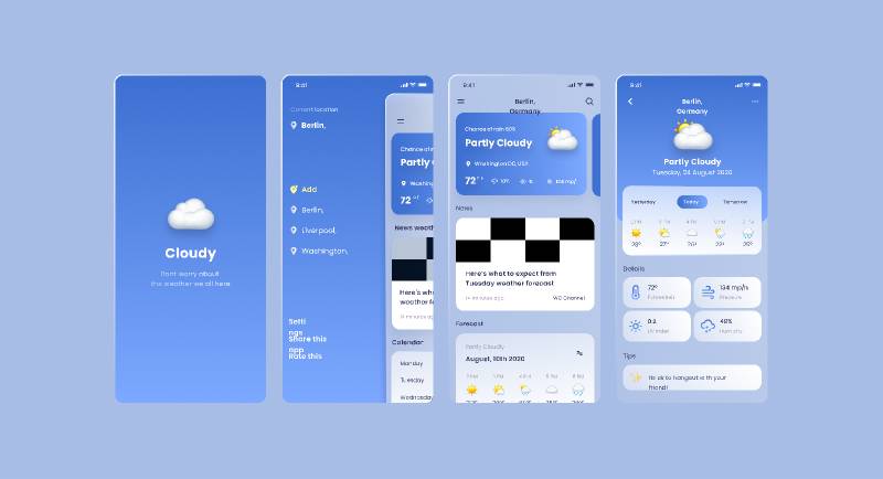 Figma Cloudy Weather Mobile App UI Kit