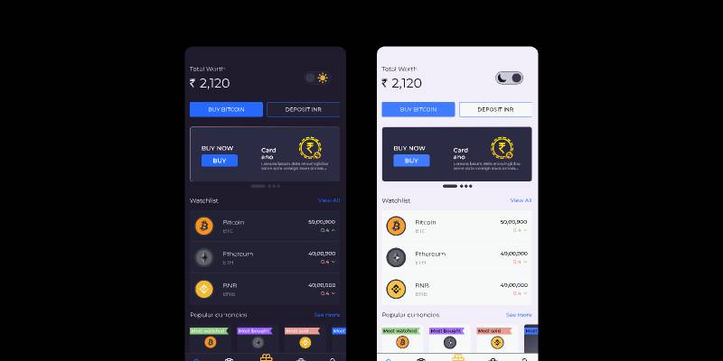 Figma CoinSwitch Dark mode Design Template