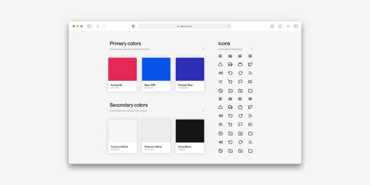 Figma Colors and icons